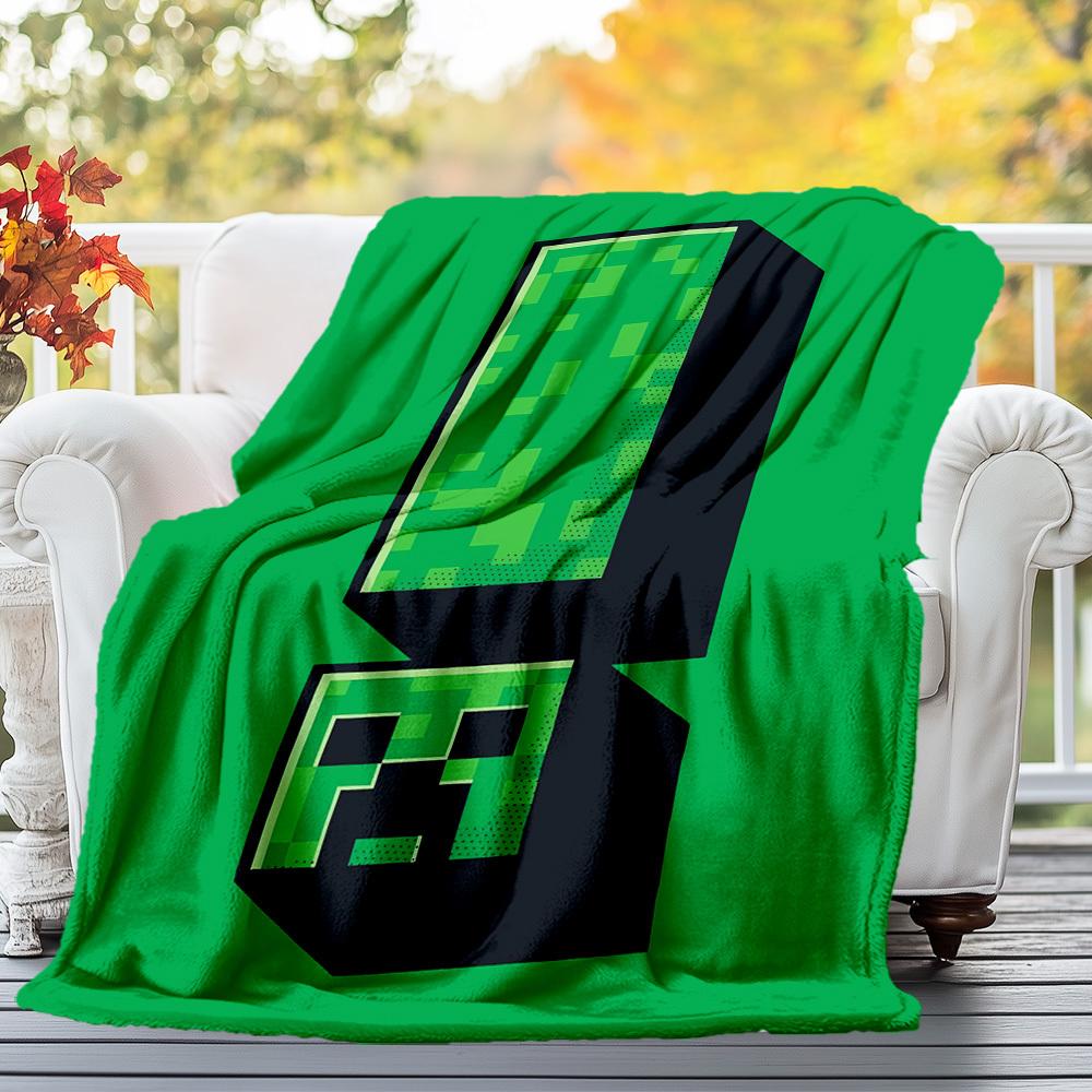 1pc Creeper Pixel game Theme Design Flannel Blanket - 3D Printed Soft Warm, All-Season Lightweight Throw for Camping Travel Bed-080713