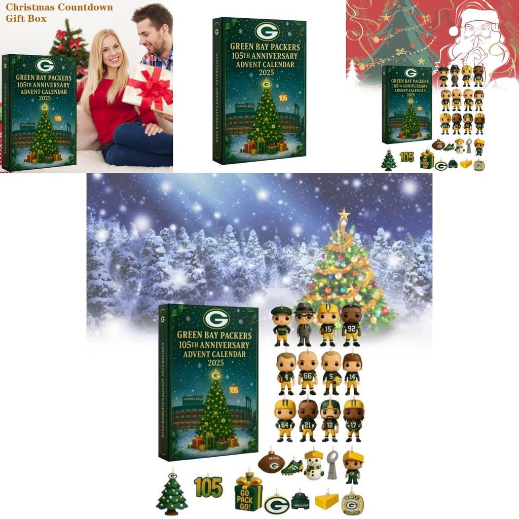 Green Bay Packers Anniversary Advent Calendar Acrylic Christmas Decor Gift For Sports Fans