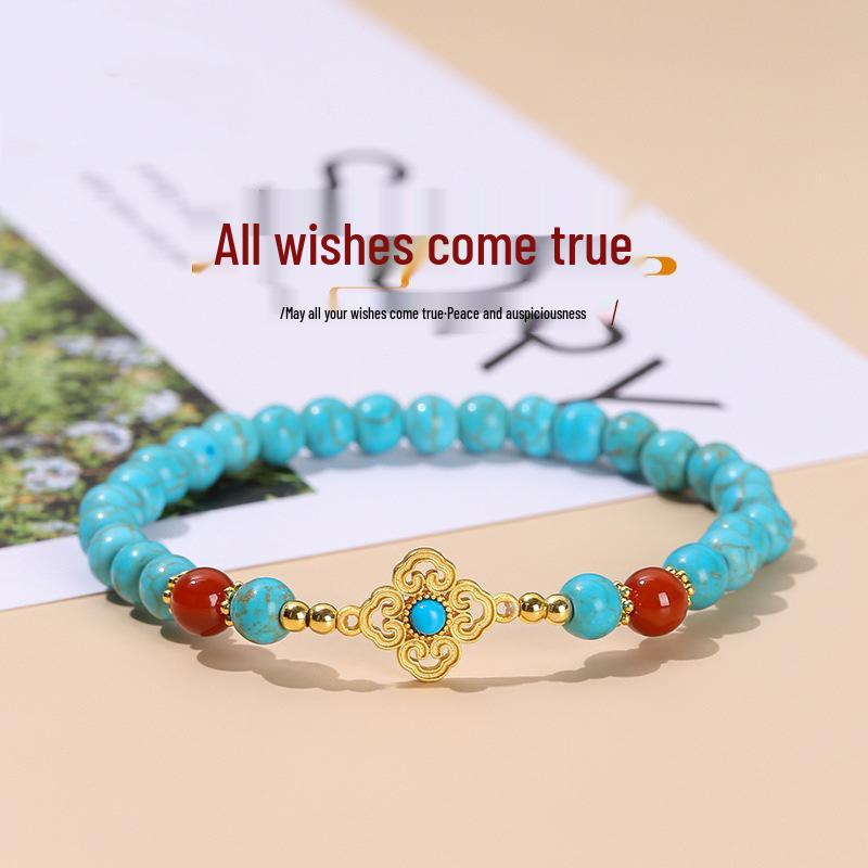 Turquoise Square Ruyi Ethnic Style Women's Versatile Bracelet
