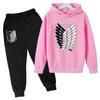Japanese Manga Children Spring And Autumn Hoodie Pants Two Piece Suit Boys And Girls Outdoor Sports Set Kid Casual Pullover Coat