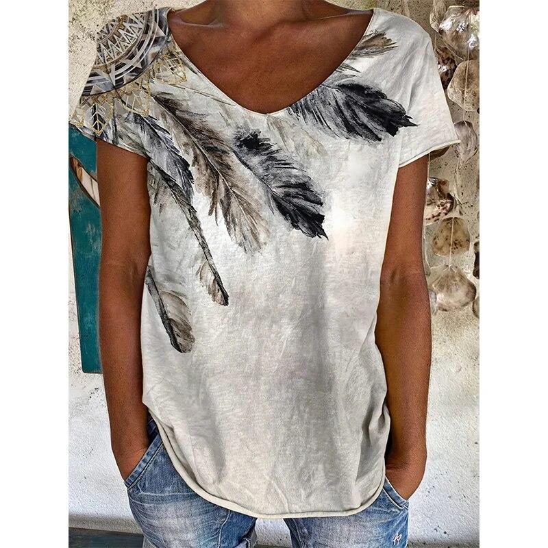 

Футболки с индийским слоном, женская уличная футболка с этническим геометрическим рисунком и 3D принтом, футболка с v-образным вырезом, Harajuku Y2k, футболки большого размера, одежда L