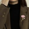 Magnolia Flower Brooch Zinc Alloy Faux Pearl Flower Lapel Pin Sweater Cardigan Coat Business Suit Decoration Men Women Clothing Accessories