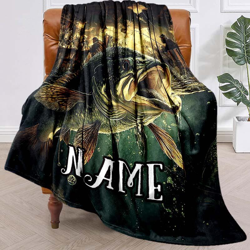 Fish Underwater Customize Your Name Blanket Used For Chair Office Sofa Bed Camping Soft And Warm Giving Friends And Relatives Birthday Graduation Gift