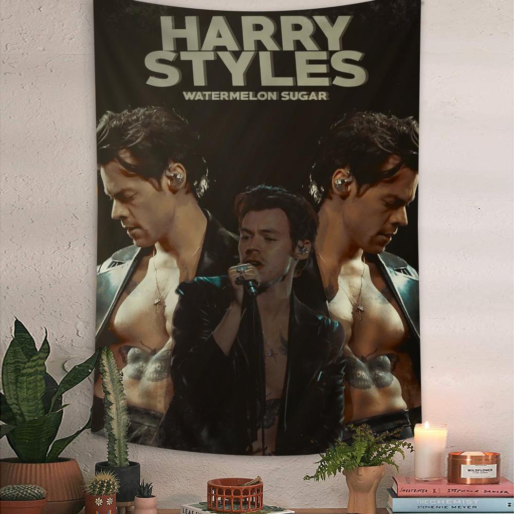 Şarkıcı H-Harry Müzik Tarzları Kendin Yap Duvar Gobleni Hippie Çiçek Duvar Halıları Yurt Dekoru Duvar Sanatı Dekoru