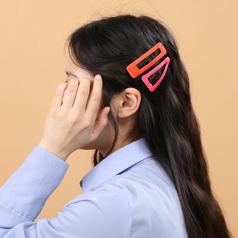 2-piece set of snap pins (fluorescent pink + fluorescent orange)