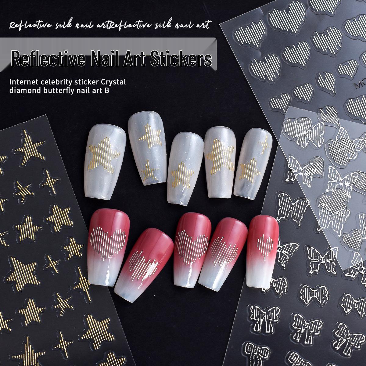 

Reflective Silk Starburst Butterfly & Heart Nail Decals