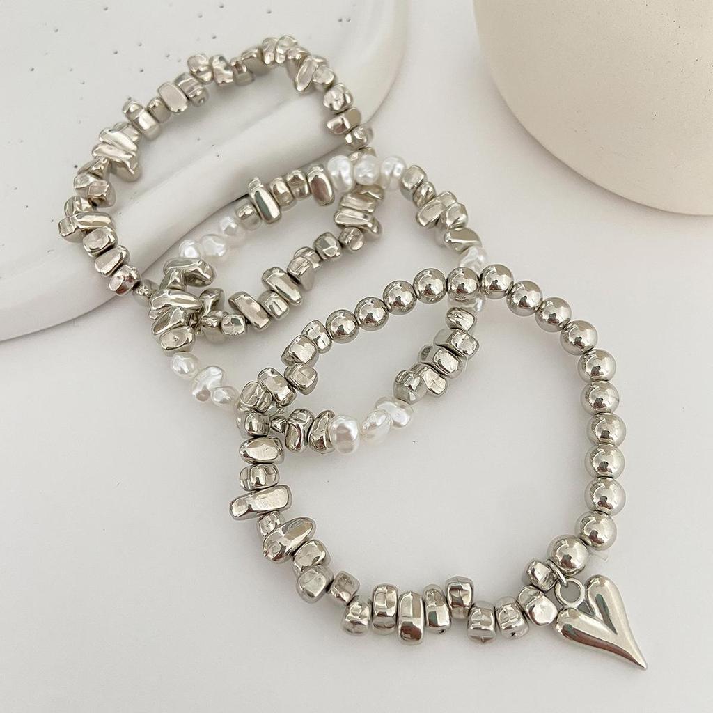 3Pcs/Set Irregular CCB Stone Chain Bracelets Jewelry Party Accessories Geometric Heart-Shaped Pendant Bracelet 2025 New