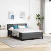 Box Spring Bed with Headboard Dark Grey 200 X 140 Cm Fabric