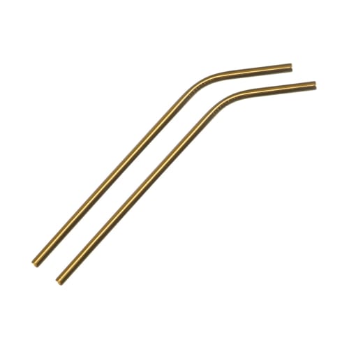 Uxcell Reusable Metal Straws, Stainless Steel Curved Straws, 266mm Long, Gold, for Milkshakes, Drinks, and Juices, 2-Pack