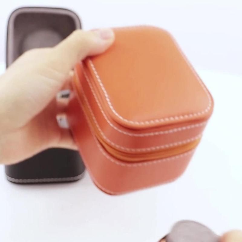 Compact Single Watch Travel Case For Watches And Smartwatches Up To 55mm With PU Leather And Microsuede Interiors