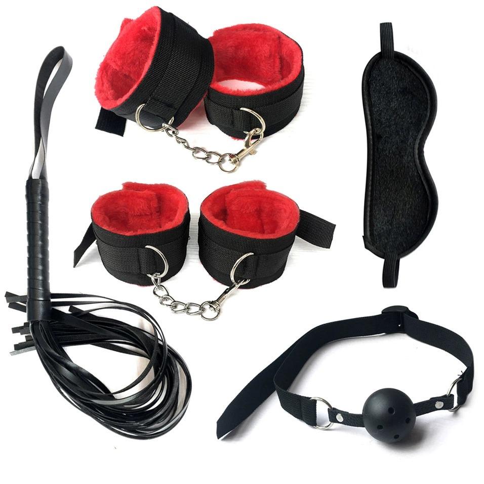 SM Fetish Bondage Erotic Toy Restraint Set Sex Toys For Women Handcuffs Whip Binding Anal Plug Vibrator Couple Sexy Tool