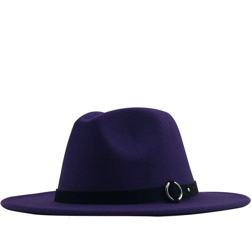 Autumn and Winter New Woolen Top Hat Flat-brimmed Big Eave Hat Versatile Straight-edged Jazz Hat Church Hat