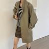 Korean Chic Retro Spring Stand Collar Long Sleeve Mid-Length Trench Coat for Women