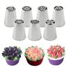 7Pcs Russian Piping Nozzle Set Stainless Steel Flower Tips for Tulips Roses Professional Icing Decorating Kit for Cakes Cupcakes