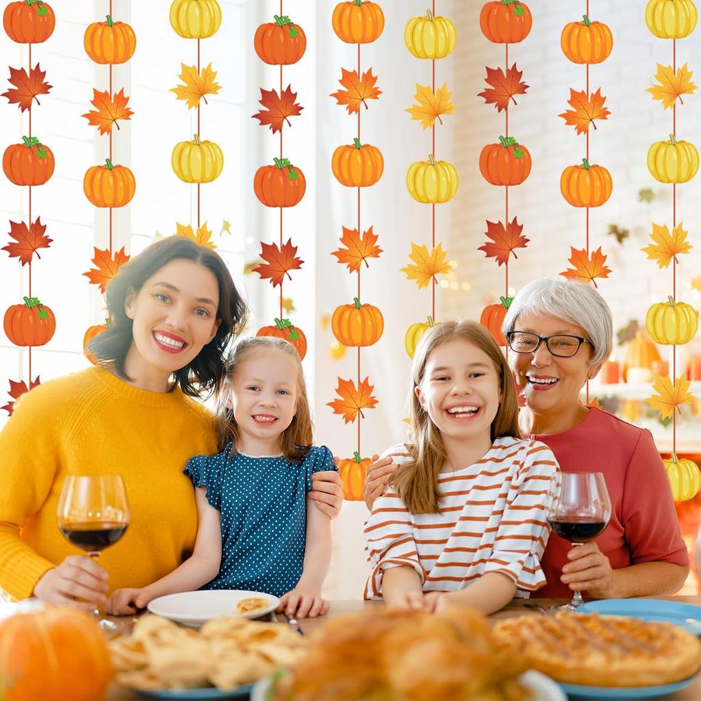 Ceenna 9 Pcs Thanksgiving Hanging Decorations Maple Leaf Garland Banner Thanksgiving Streamers Backdrop Autumn Hanging Swirl Decor Harvest Paper