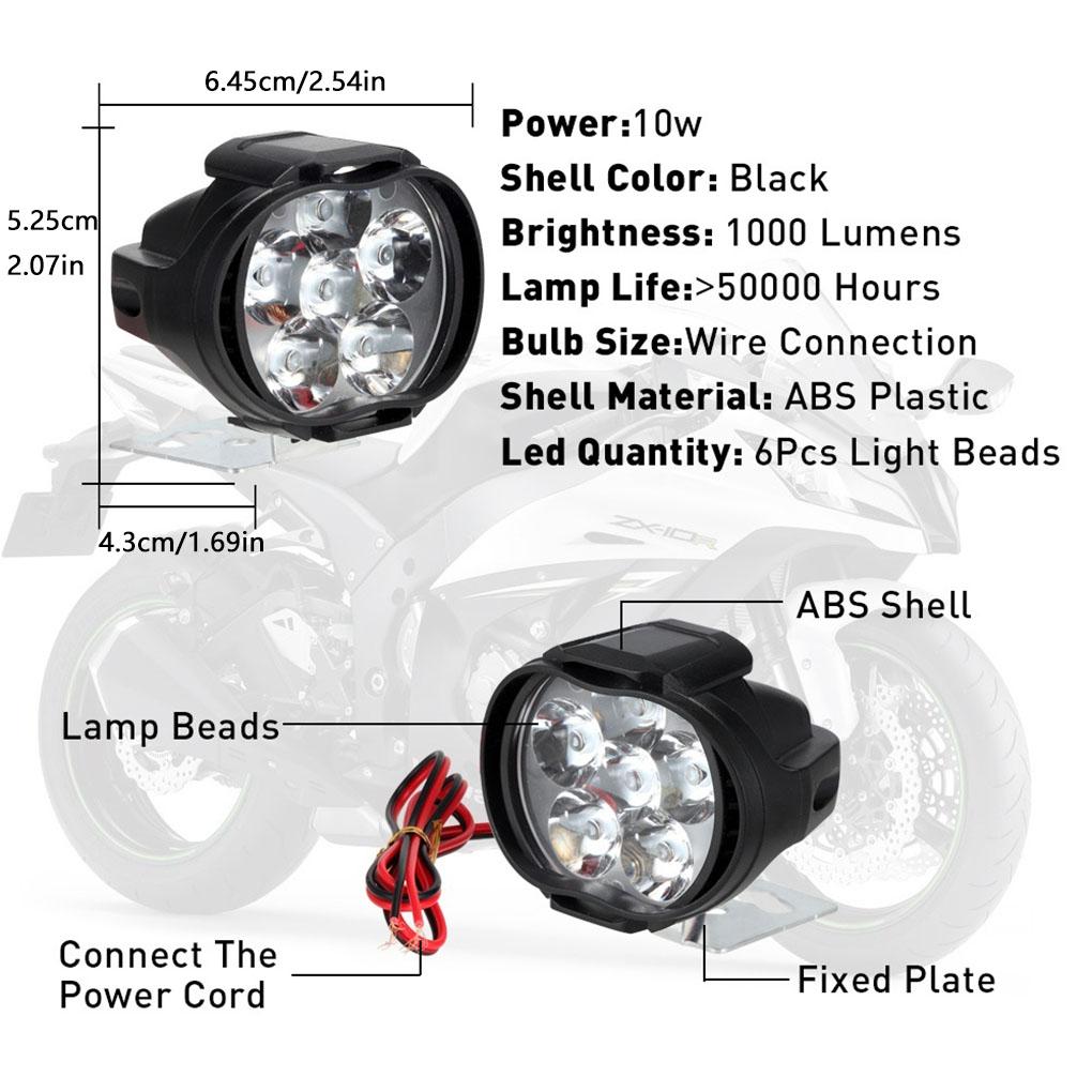 2Pcs Motorcycle Light Front Fog Driving Light with Switch Motorbike Accessory