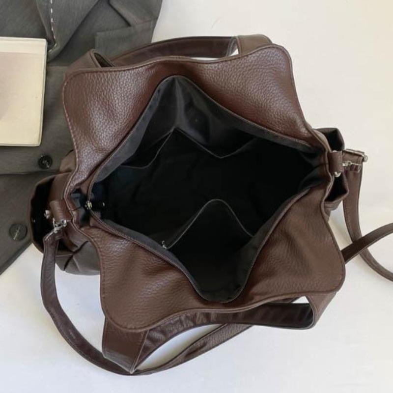 Womens Stylish Litchi Texture Handbag Adjustable Strap Vintage Leather Shoulder Bag for Daily  for Daily Commute Work Shopping and Weekend Outings