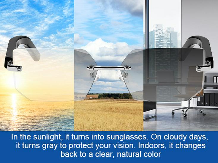 AI Smart Bluetooth Frameless Sunglasses with UV Protection and Photochromic Lenses, for Music and Calls
