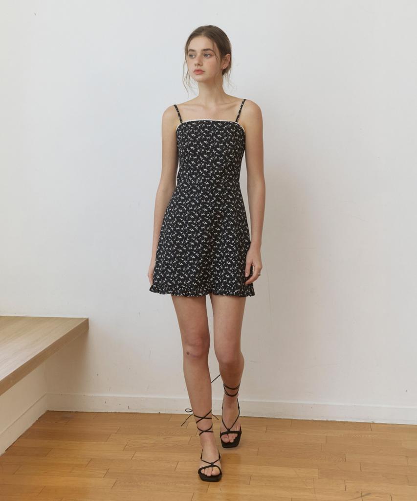 ADAUL Lovey Vintage Pattern Mini Dress - Black