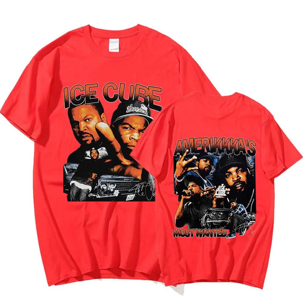 90s Rapper Ice Cube Amerikkka's Most Wanted T-shirt Fashion Vintage Harajuku T Shirt 100% Cotton Casual Tee Shirt Oversized