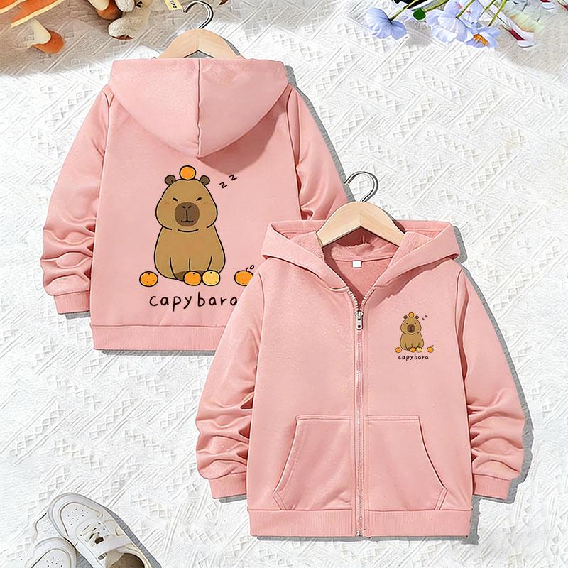 Comic Cartoon Sweatshirts Zip Up Casual Hoodie Lovely Capybara Jacket for Boys Girls Zipper Spring and Autumn Trendy Hoodies
