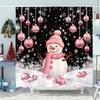 Snowman Christmas Tree Shower Curtain Merry Christmas Gift Polyester Fabric Home Shower Curtain Bathroom Decoration with Hooks