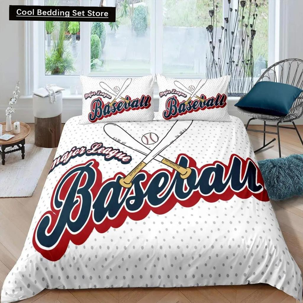 Comforter 3D Sports Baseball Sports Games Theme Ball Bedding Set Golden Flame Polyester Comforter Full Size Kids Boys
