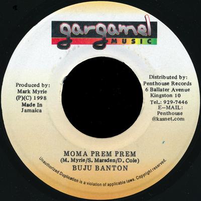 7-tums Skiva BUJU BANTON - Moma Prem Prem INGEN Gargamel Music 1998 Jamaica Reggae, Ska & Dub Använd