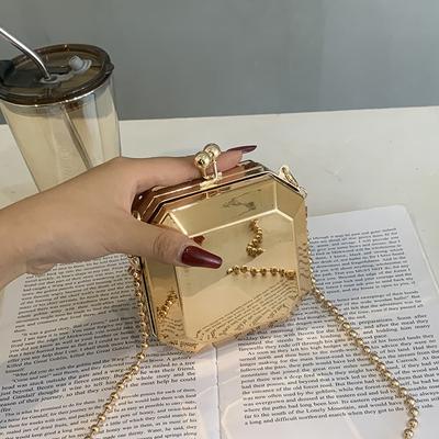 Styling Box Bag Mirror Small Square Bag Women's New Chain Lock Crossbody Simple and Popular Women's Shoulder Bag