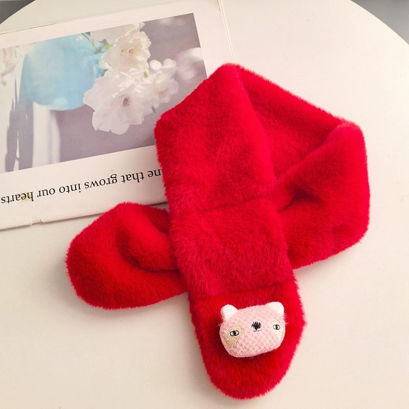 

Новый красный шарф детский плюшевый шарф зимний для мальчиков и девочек теплый в детский сад рождественский подарок на Новый год ярко-красный