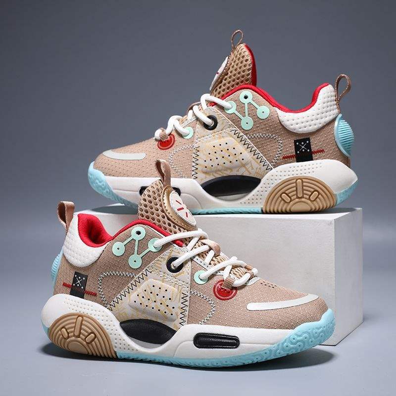 Children's classmates basketball shoes sneakers boys' new mesh shock-absorbing breathable middle-aged and older children's running shoes sneakers