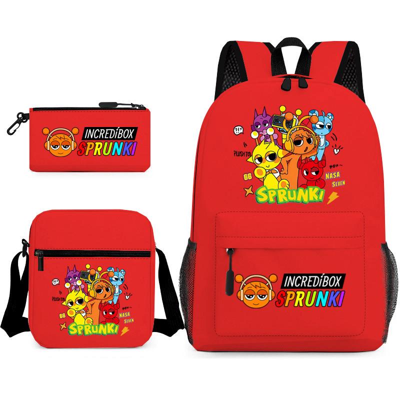 New Game Merchandise Primary School Bag Rhythm Box Sprunki Cartoon Starry Sky Backpack 3-piece Set L