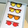 Women's INS Style Red & Orange Lens Blue Light Blocking Glasses Retro Cat-Eye Anti-Glare Night Vision Glasses Gaming Goggles