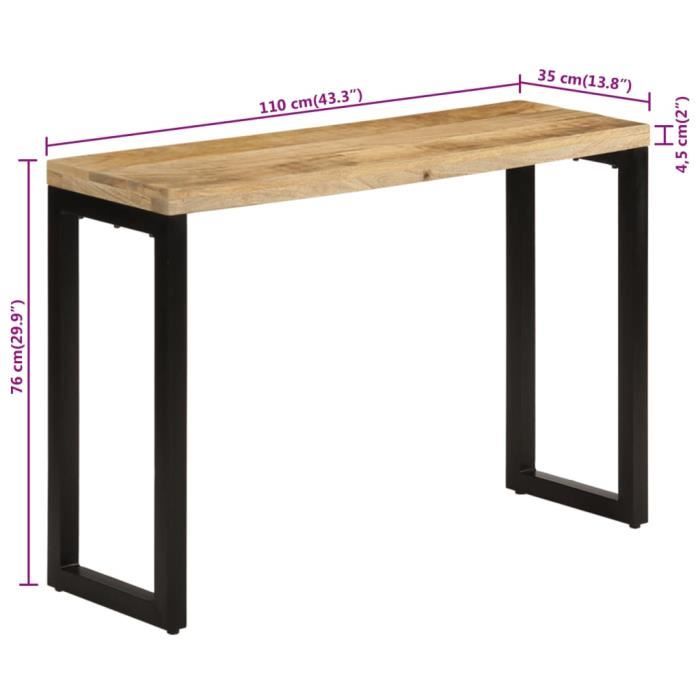 VidaXL Table console 110x35x76 cm bois de manguier massif brut 353909