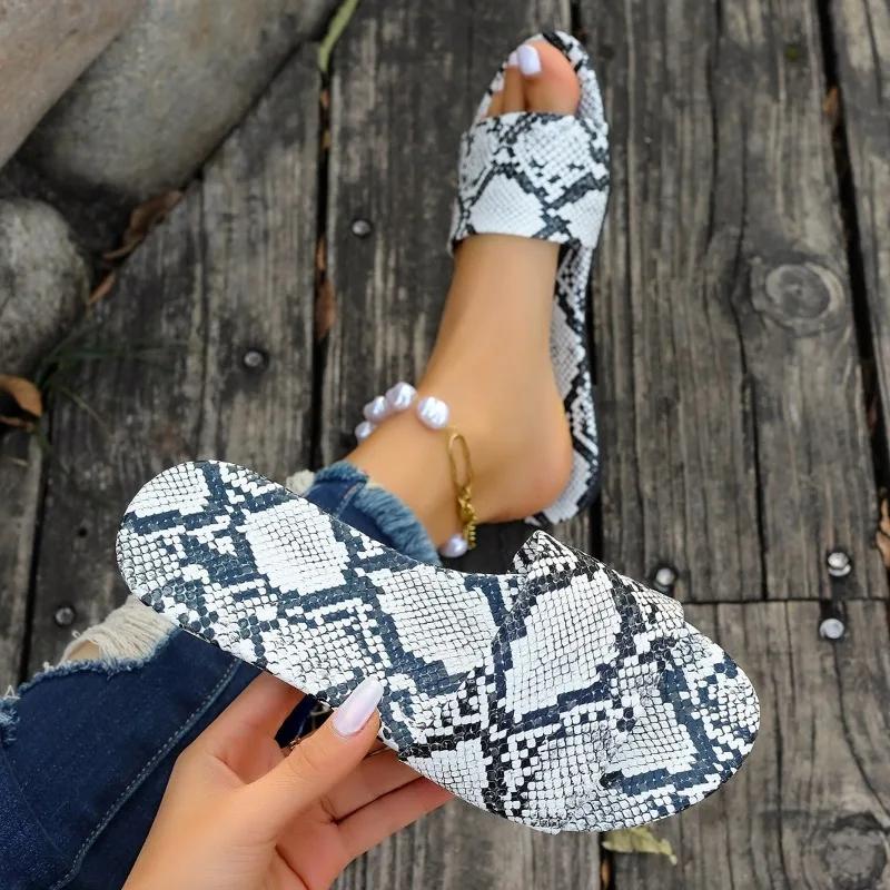 Fashion 2024 Hot Sale Women's Shoes Basic Women's Slippers Fashion Color Matching Casual Slippers Women New Peep Toe Flat Slippers