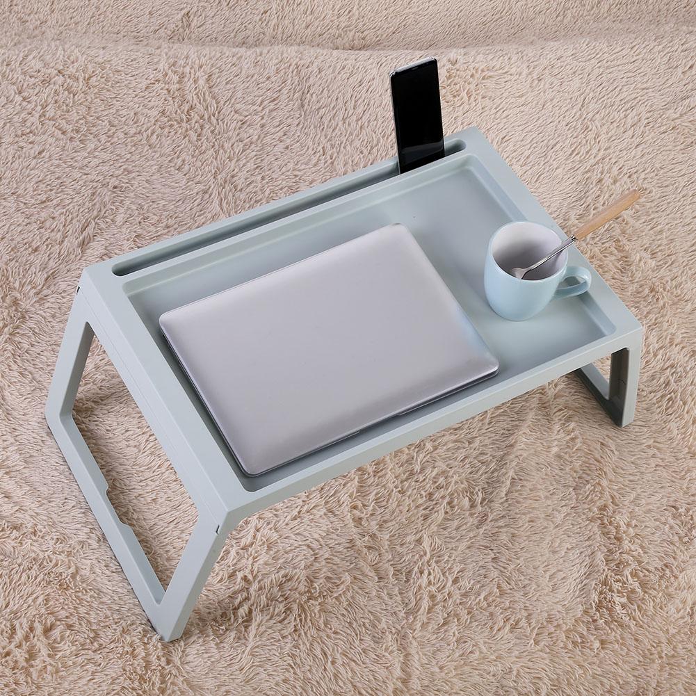 Foldable Desk Breakfast Bed Table Computer Laptop Holder Portable Serving Tray Beige