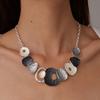 Irregular oval contrasting color splicing alloy necklace fashionable versatile dripping oil women's collarbone pendant