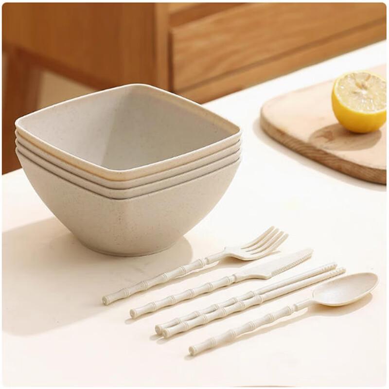 Одноразовая глубокая квадратная миска и набор столовых приборов