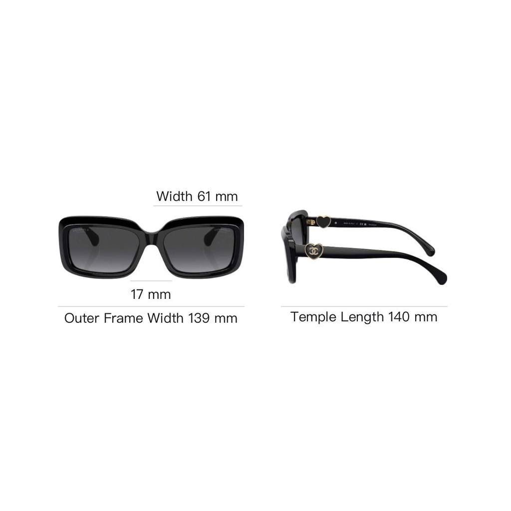 Chanel Okulary przeciwsłoneczne Acetate Nieregularna oprawka Unisex Czarne CH5520