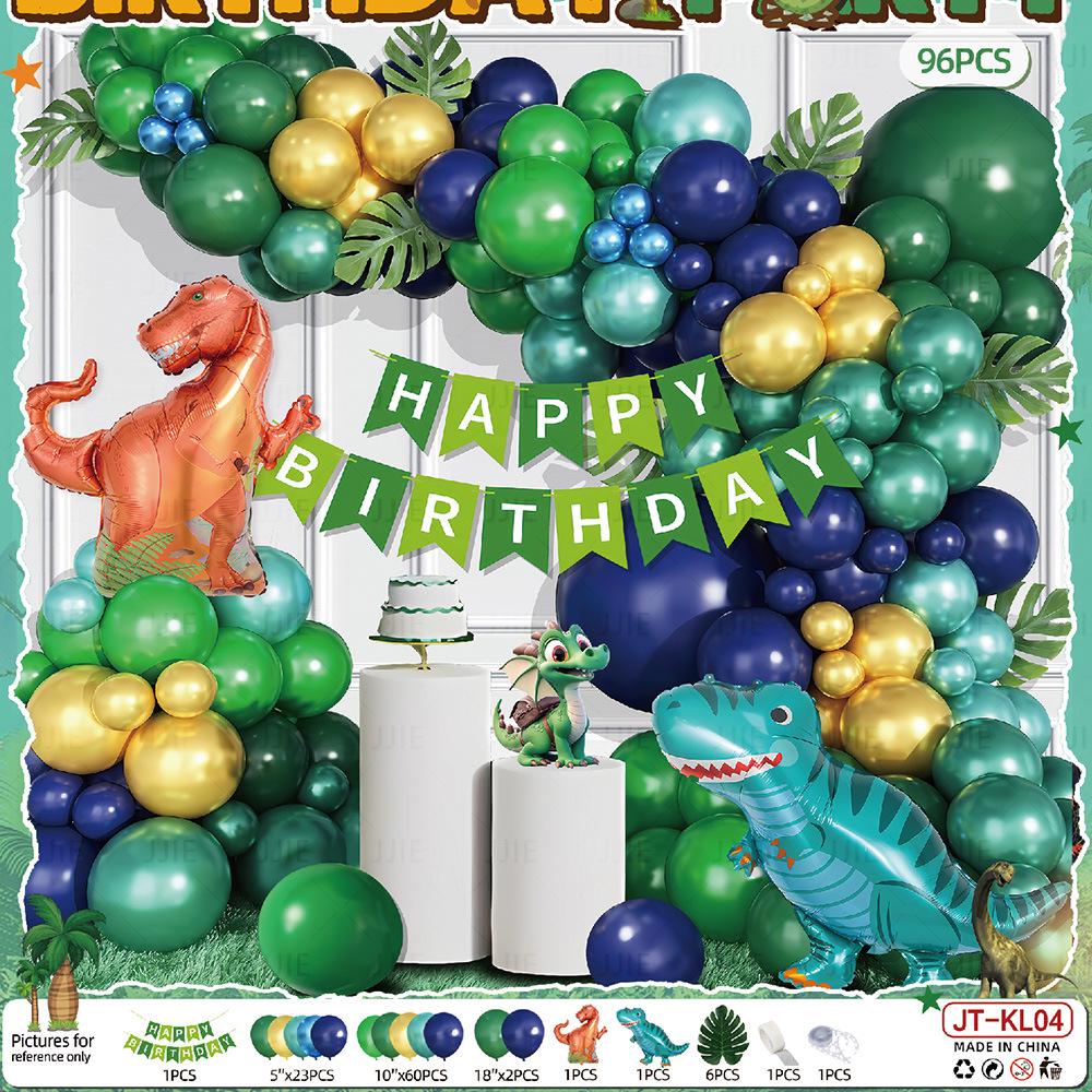 Dinosaurier Geburtstags-Szenendekoration für Kinder - Ballons und Party-Atmosphären-Set für Jungen und Mädchen