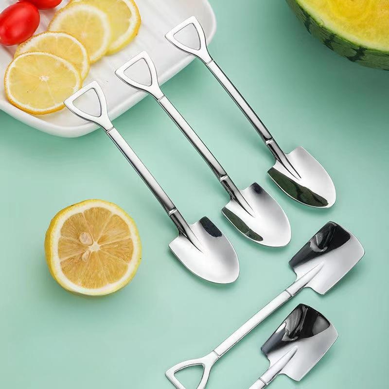 Coffee Spoon Cutlery Retro Iron Shovel Spoon for Ice Cream Cream Scoop Creative Spoon Teaspoon Fashionable Dishes