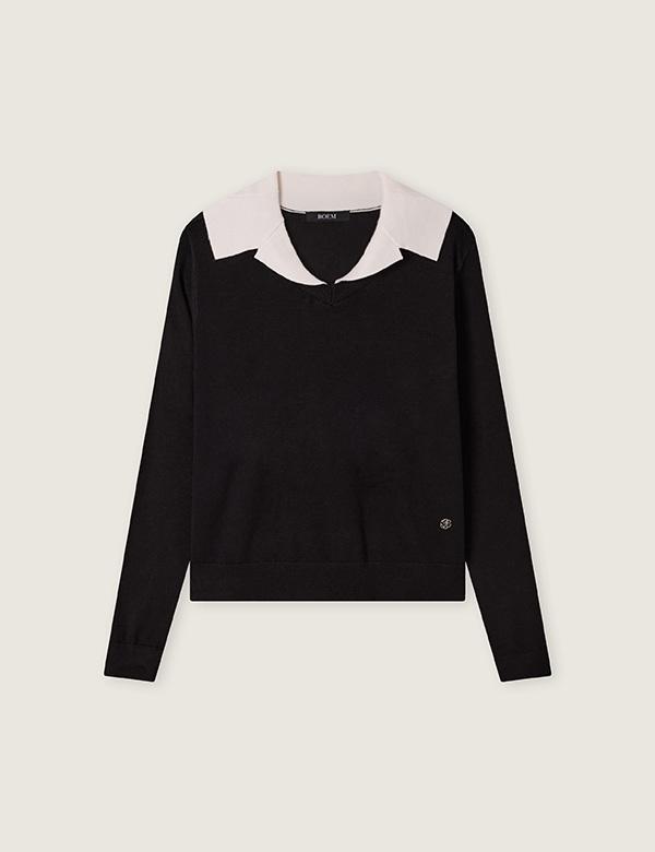 ROEM Knit Contrast Collar Pullover_Rmkag11S11