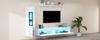 TV Wall Unit Set 3-Piece LED Lighting High Gloss White Living Room Furniture, Frontal 1 X TV Cabinet, 1 X Living Room Display Cabinet, 1 X Wall Shelf