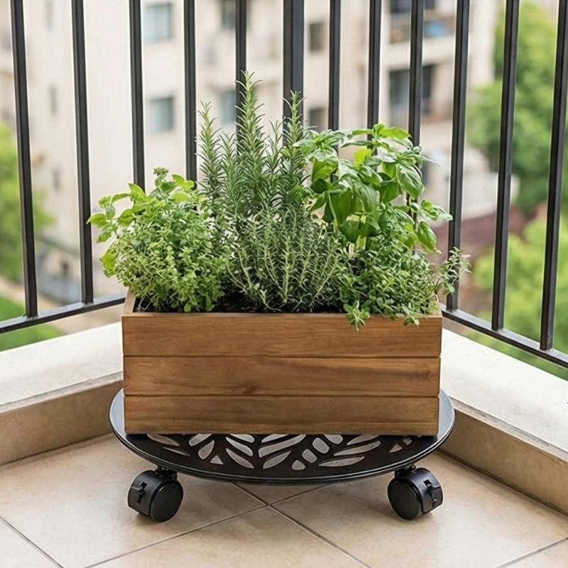 Vassoio Sottovaso Supporto per Piante Pallet Staffa Robusta per Piante Fioriera Portafiori Carrello per Fioriere Supporto Mobile per Balcone Giardino