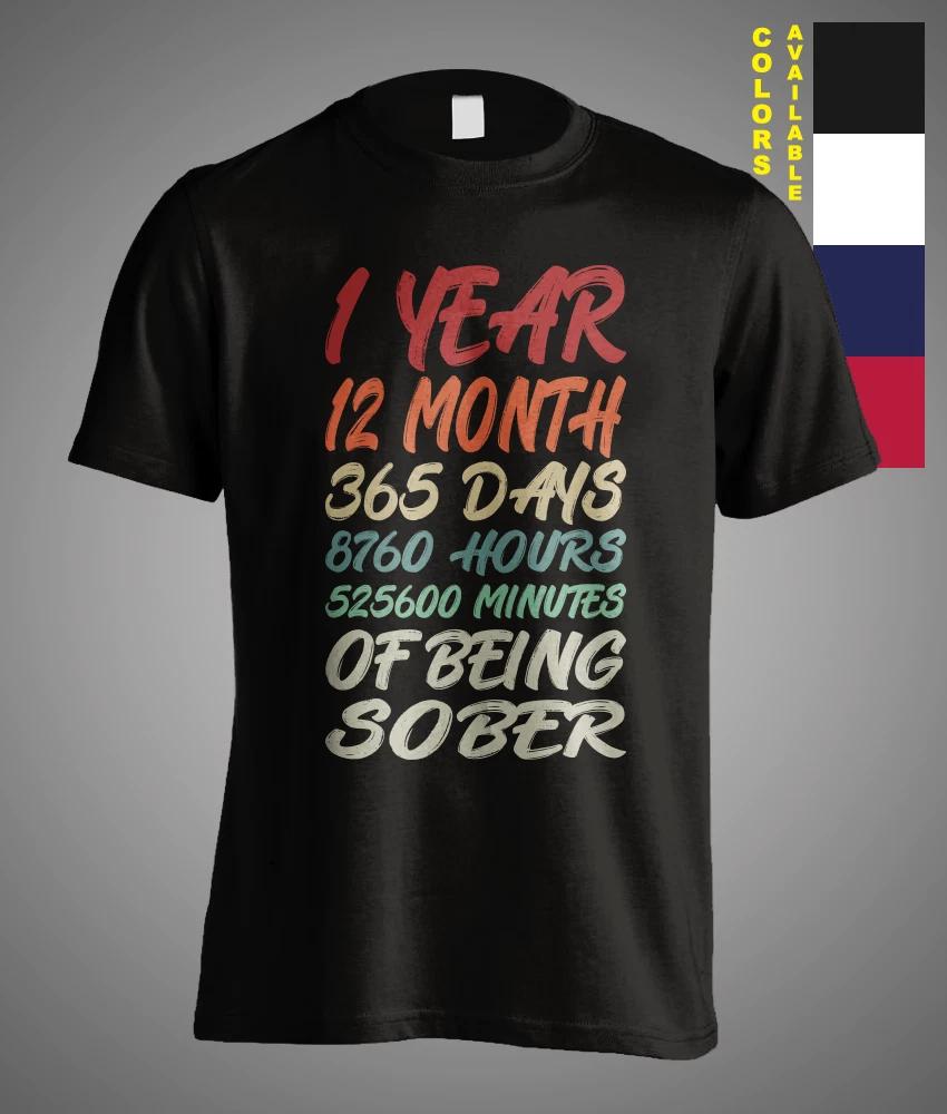 1 Year Sober Celebrating Clean Addiction Recovery 12 Month Funny Gift T-Shirt XS
