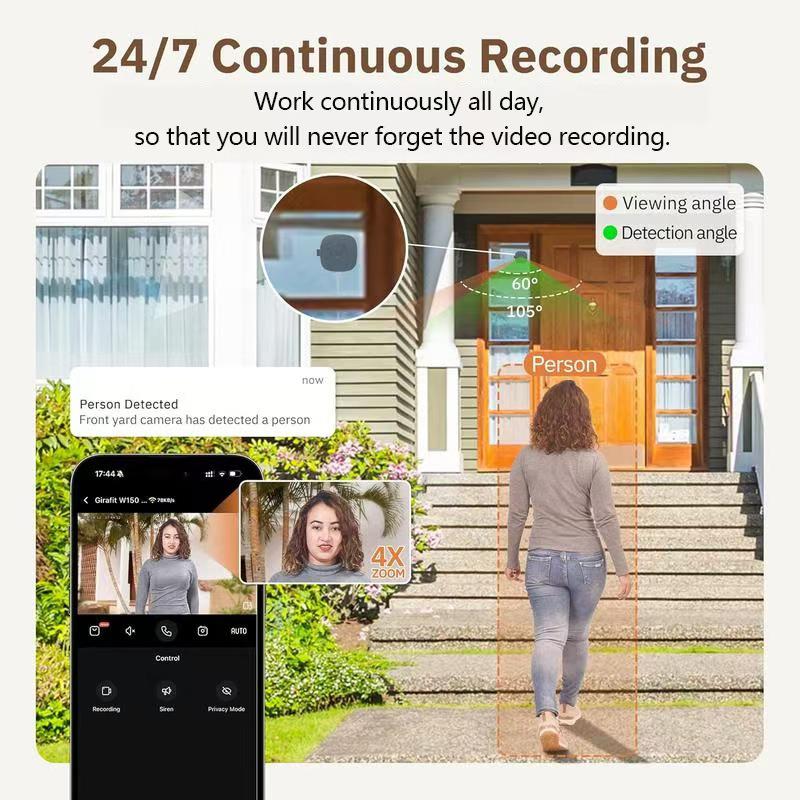 Wireless 3MP HD Glass Window Camera for Home Monitoring
