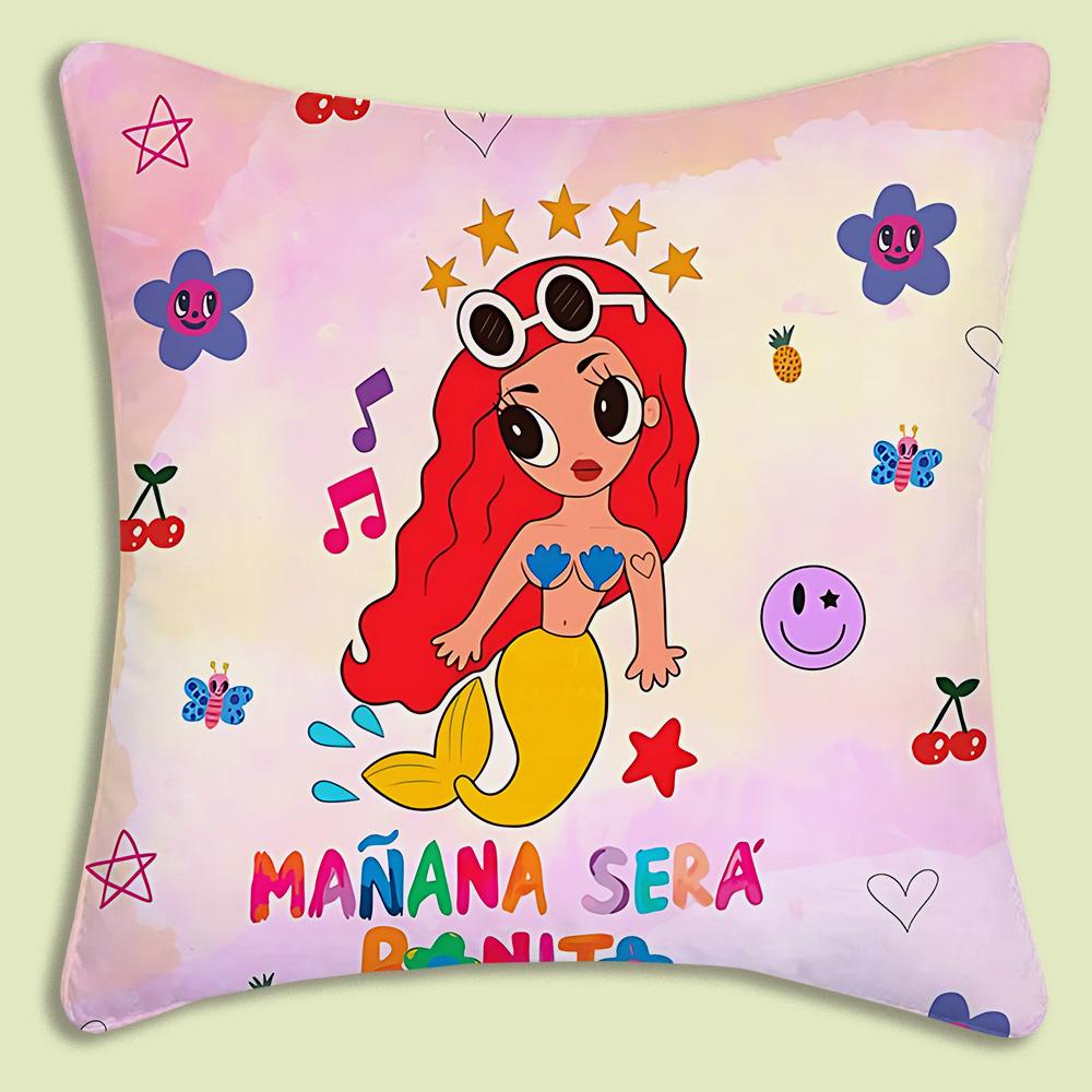 Manana Sera Bonito Karol G Pillow Covers Cartoon Sofa Decorative Home Double-Sided Printing Short Plush Cute Cushion Cover