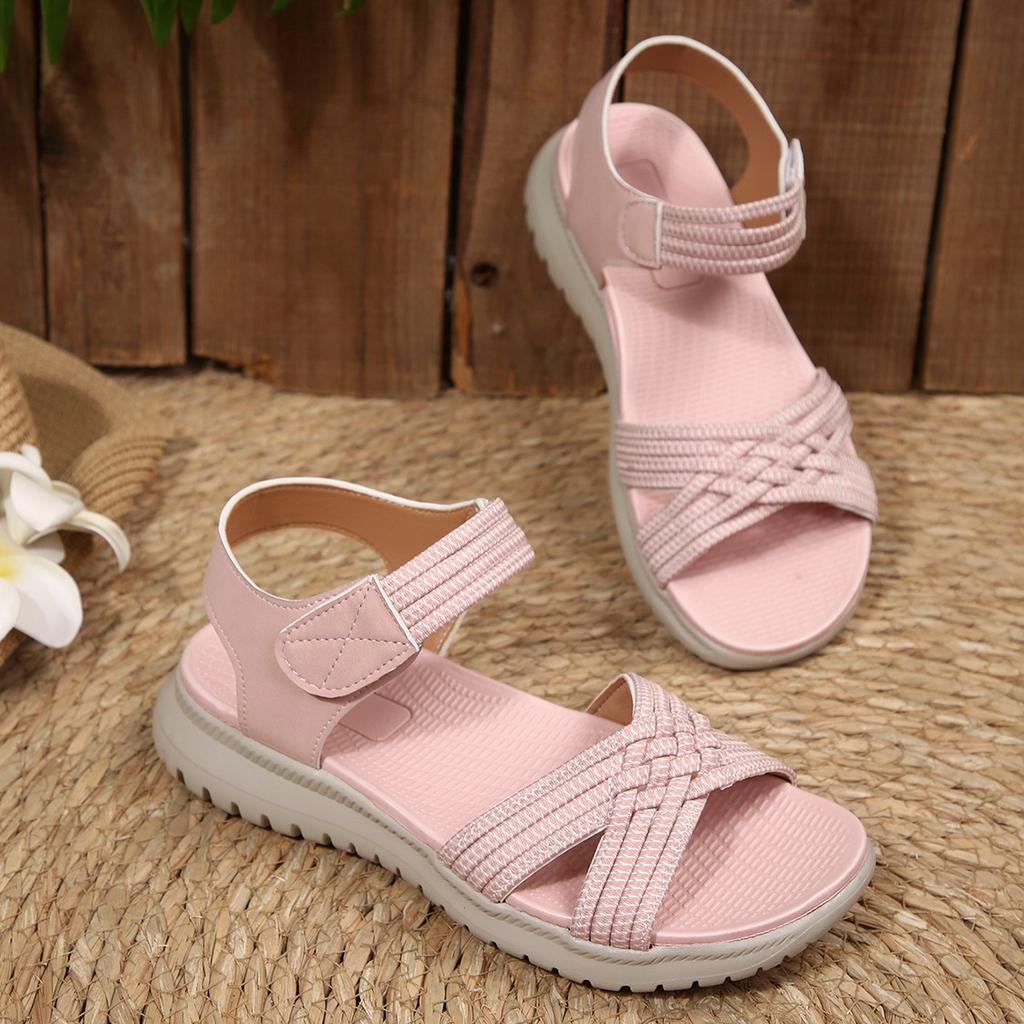 Summer New Product Velcro Open Toe Thick Soled Sandals for Women, Lightweight and Sporty Style, Plus Size Beach Sandals