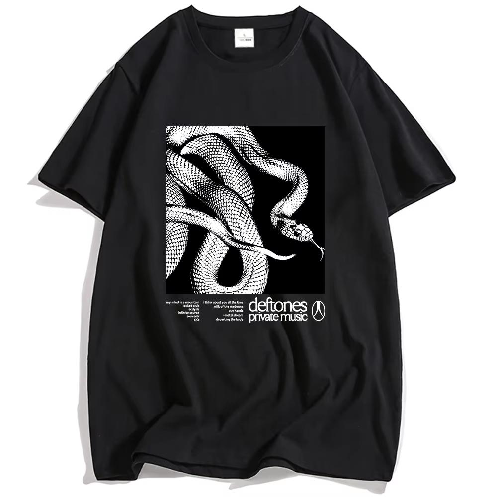 Summer Unisex Vintage Top Fashion Tee Private Music Tracklist Tees Deftones Rock Band Printing T-shirt Cotton Loose Short Sleeve Casual Clothing 4XL