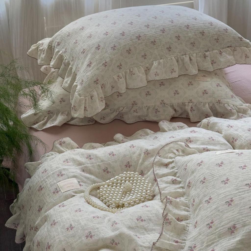 G5Z Francuska Retro Dwustronna Bawełniana Koronkowa Poszewka na Kołdrę